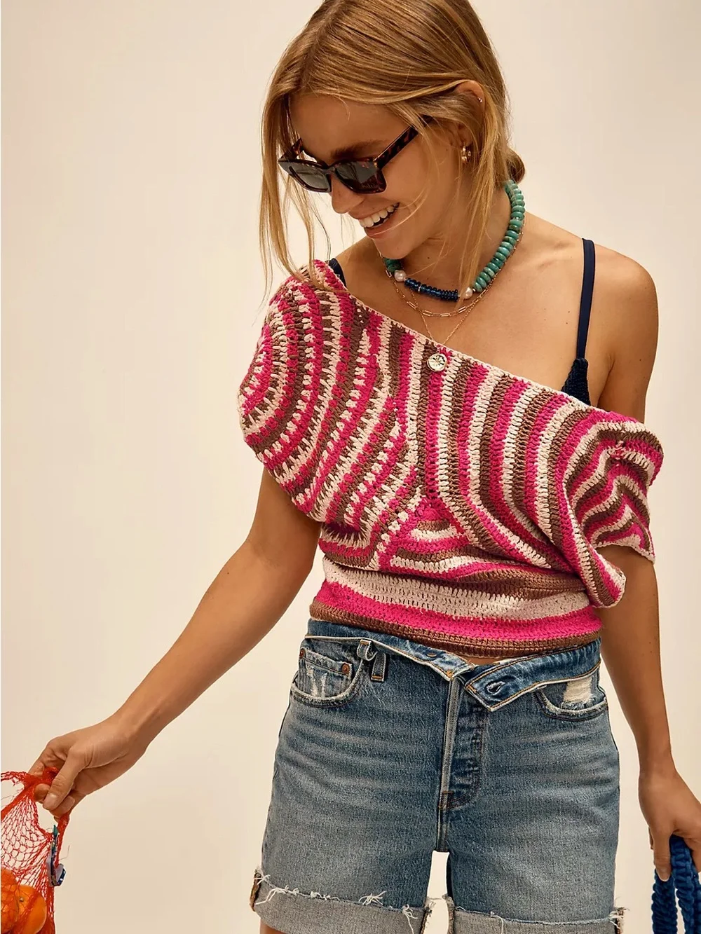 By Anthropologie Crochet Muscle Sweater